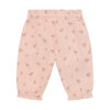 Spodnie bawełniane w kwiatuszki – pudrowy róż, falbanka