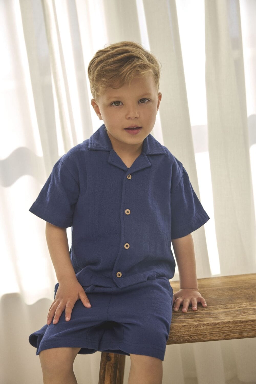 BRANDS4KIDS-EN-FANT-SS26-04 Szorty muślinowe - granatowe GOTS