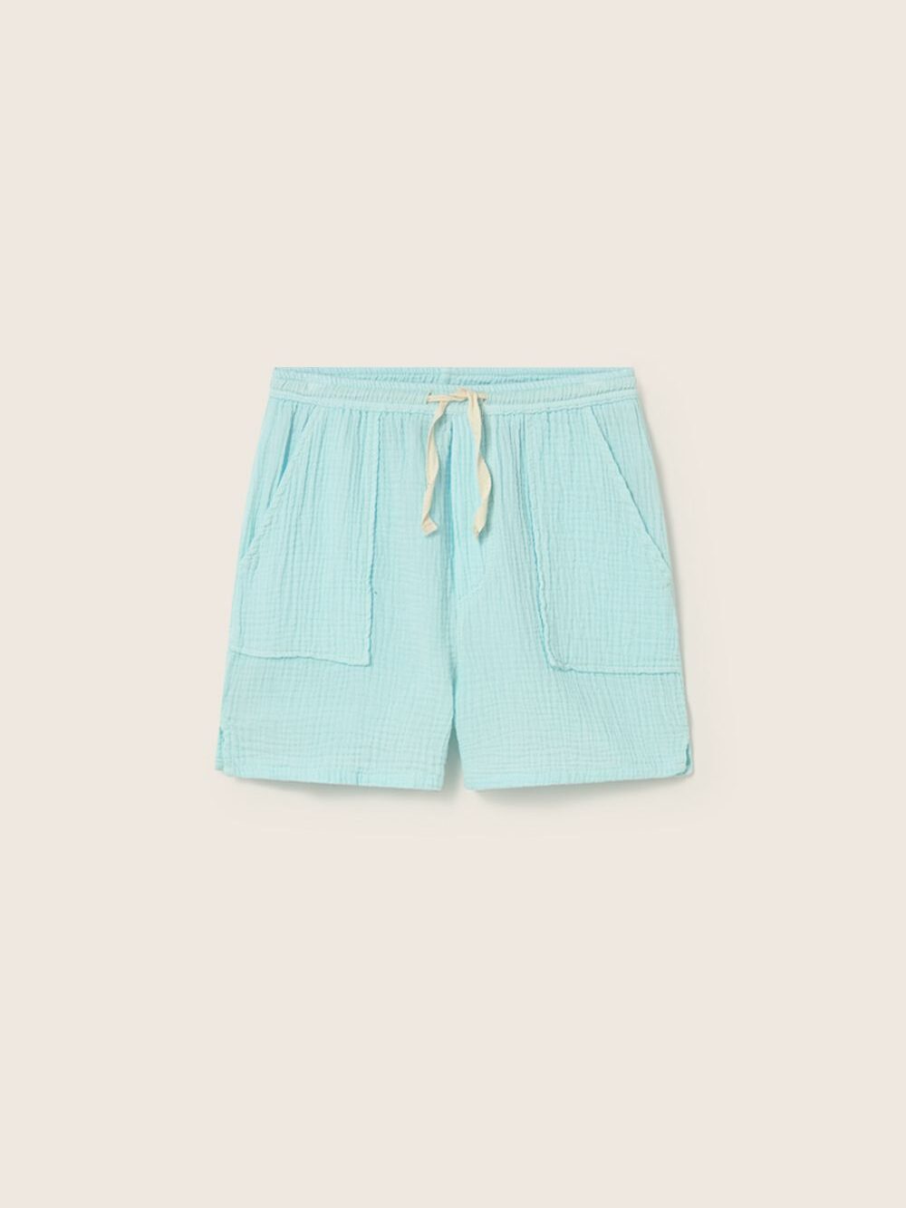bynela-pl-cozmo-COVEK264s6-aqua-soft-gauze-cotton-1 Letnie spodenki z miękkiej bawełny - jasny turkus I Cozmo SS26
