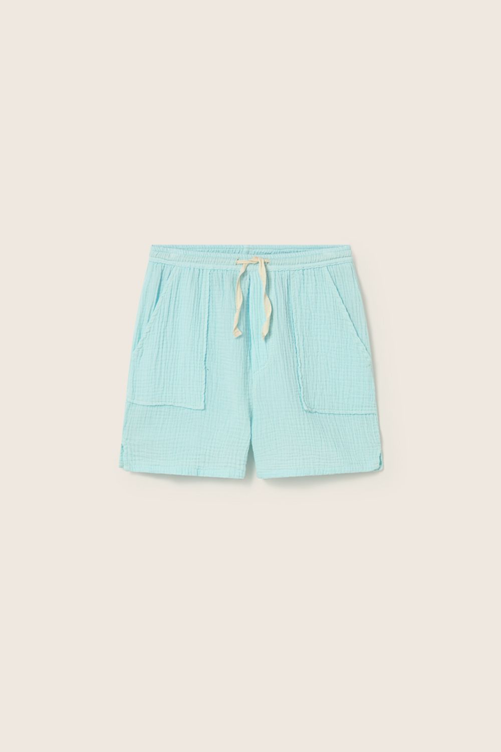 bynela-pl-cozmo-COVEK264s6-aqua-soft-gauze-cotton-1 Letnie spodenki z miękkiej bawełny - jasny turkus I Cozmo SS26