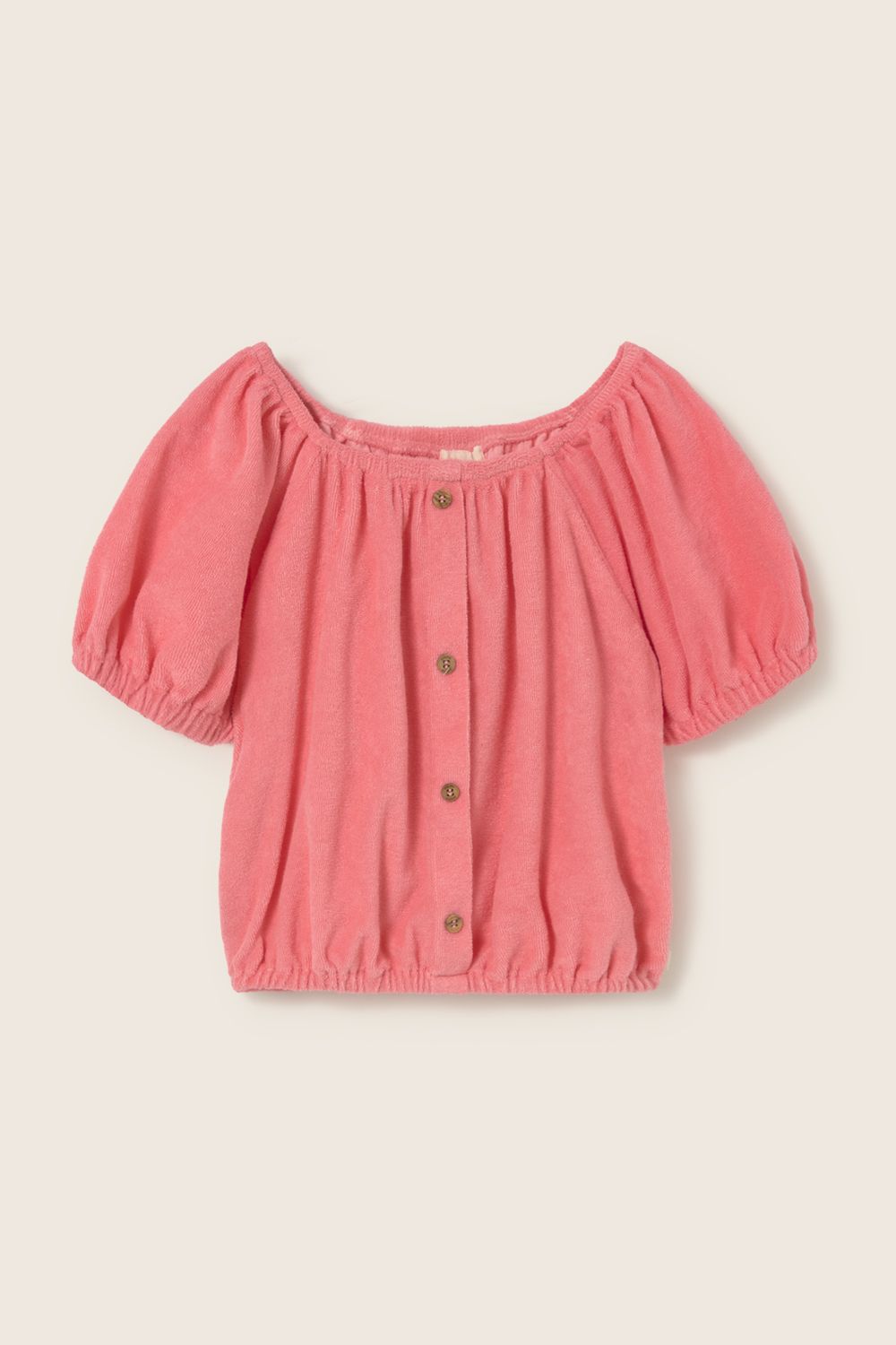 Letni top dziewczęcy z bawełny frotte - jasny róż I Cozmo SS26