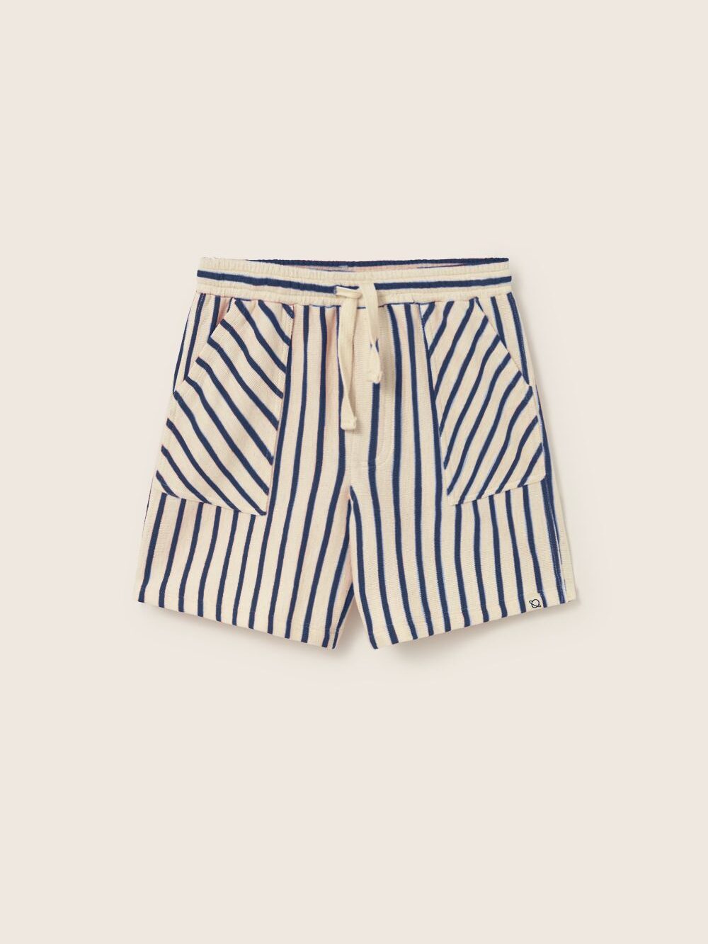 bynela-pl-cozmo-MARCOK266s6-navy-double-faced-striped-cotton-2 Letnie spodenki dziecięce z bawełny organicznej - granatowe I Cozmo SS26