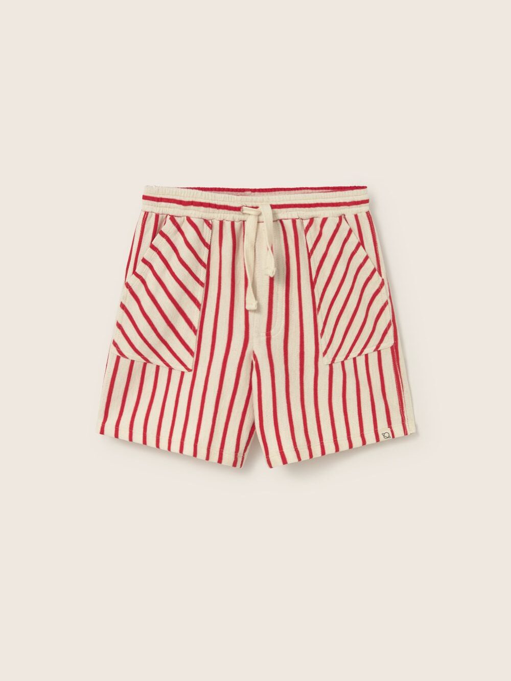 bynela-pl-cozmo-MARCOK266s6-tomato-double-faced-striped-cotton-2 Letnie spodenki dziecięce z bawełny organicznej - czerwone I Cozmo SS26