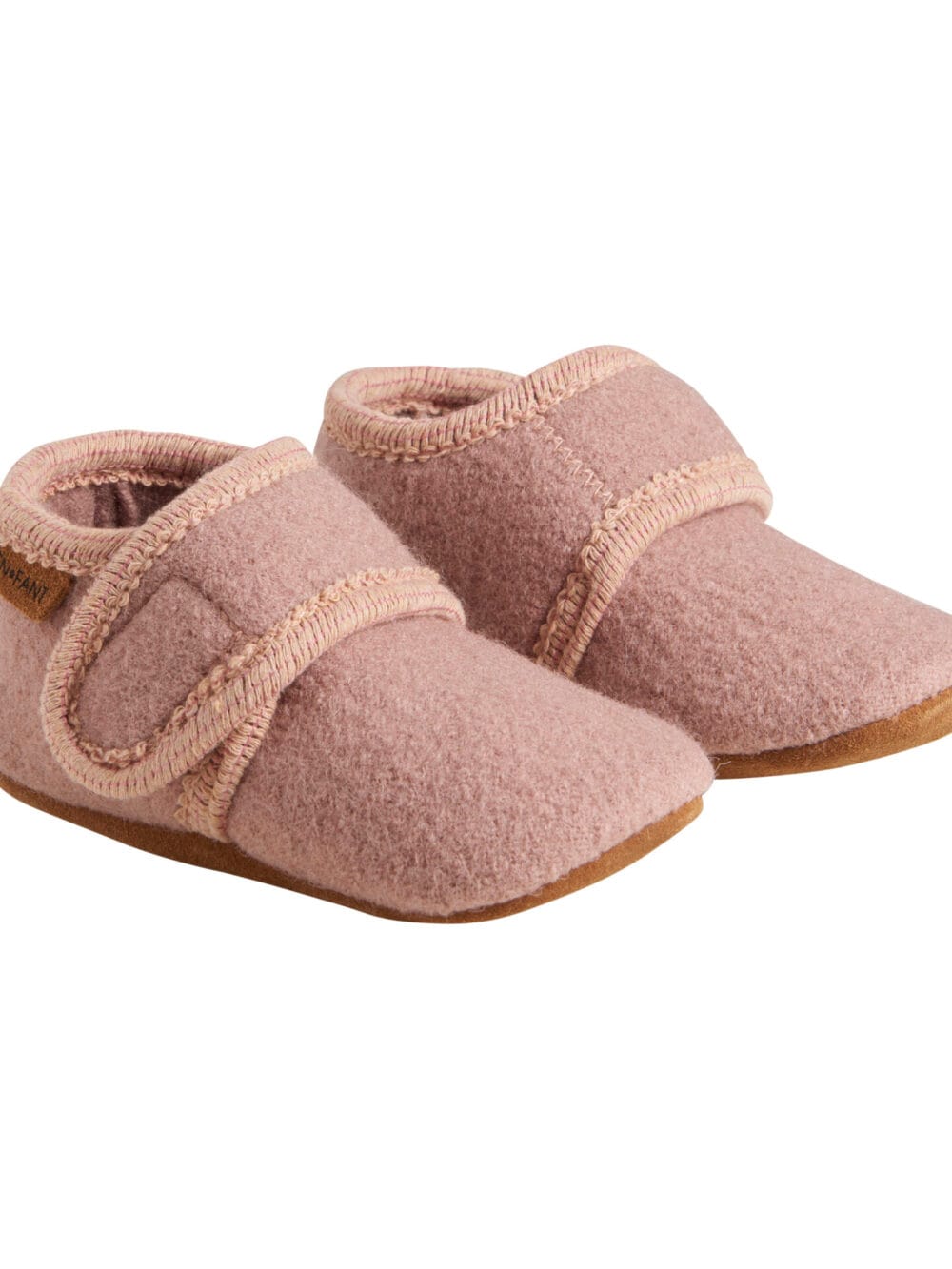 Pudrowe kapcie wełniane  z zamszową podeszwą – Natural (100% wełna)