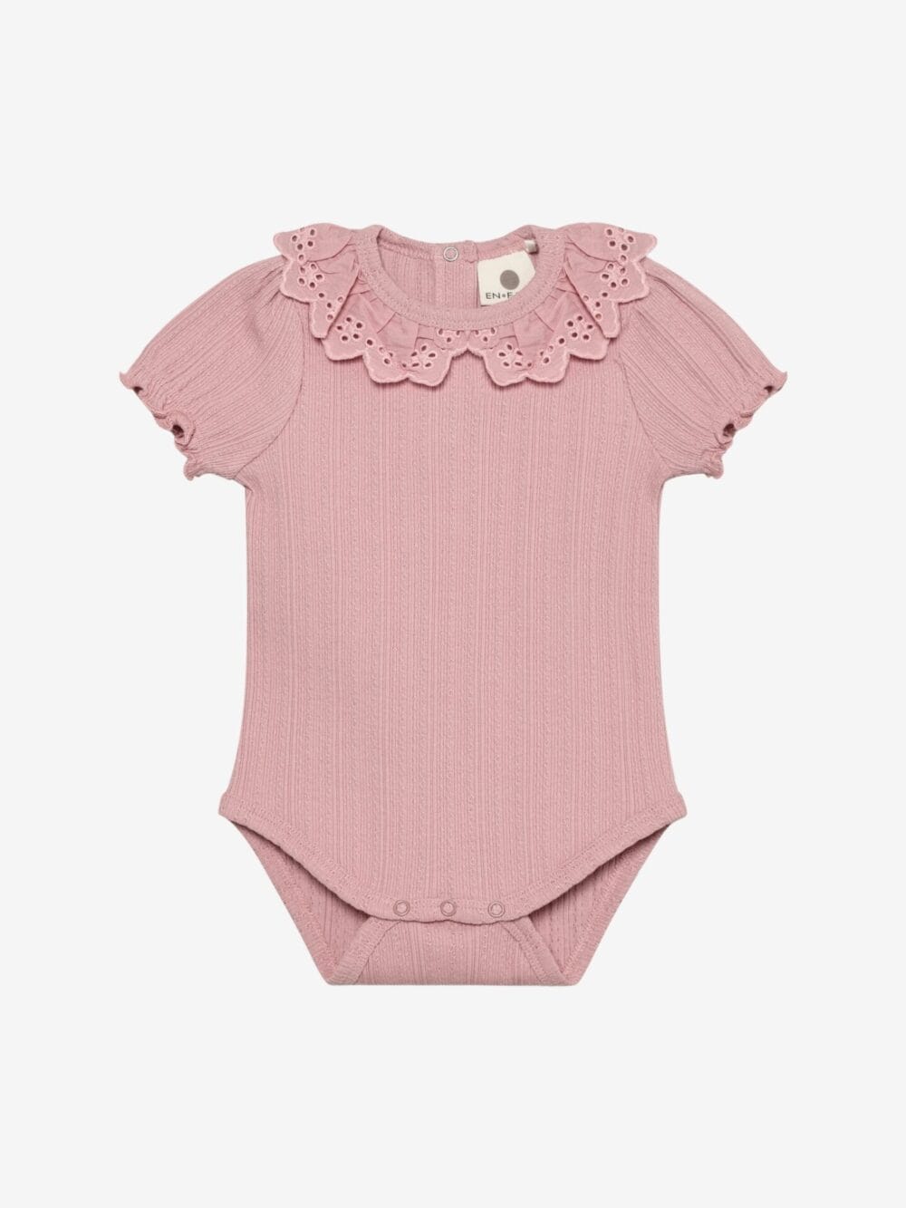 Body niemowlęce z haftowanym kołnierzykiem – pudrowy róż | SS26