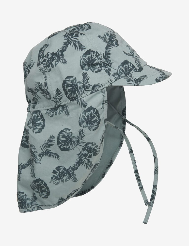 Czapka letnia z daszkiem i osłoną karku– bawełniana, wzór tropikalne liście