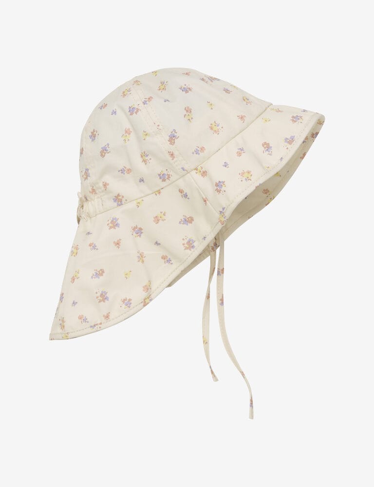 Kapelusz letni z wiązaniem – kremowy w drobne kwiatki