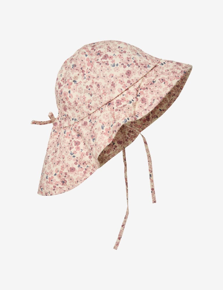 Kapelusz letni z wiązaniem – różowy w drobne kwiatki