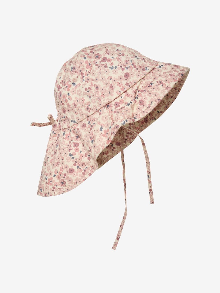 Kapelusz letni z wiązaniem – różowy w drobne kwiatki