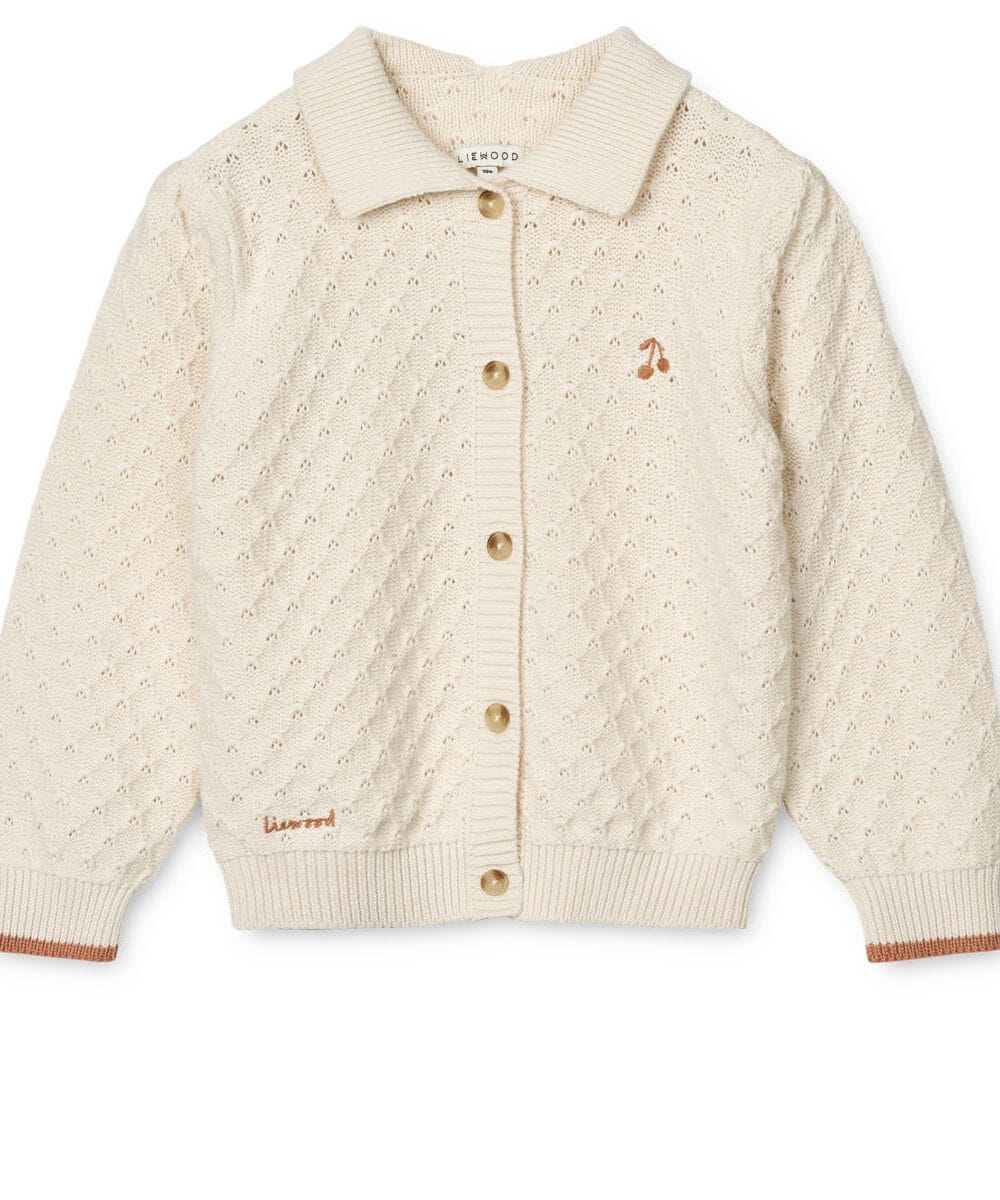 Kardigan dziecięcy wełna bawełna Liewood Jane kremowy skandynawski