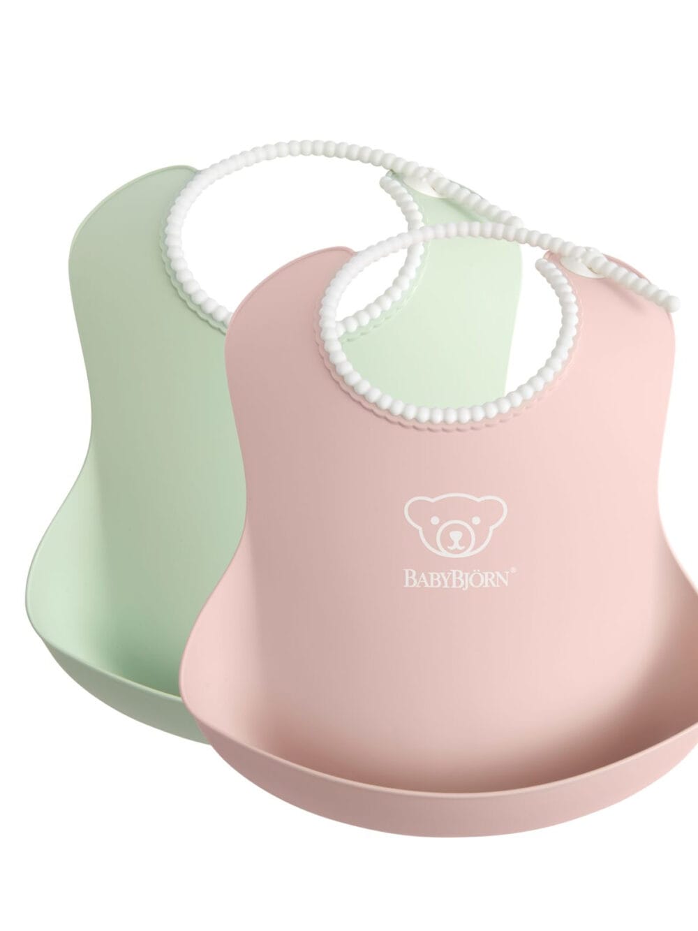 BABYBJORN - 2 duże śliniaki - Powder Green/ Powder Pink BABYBJORN - 2 duże śliniaki - Powder Green/ Powder Pink