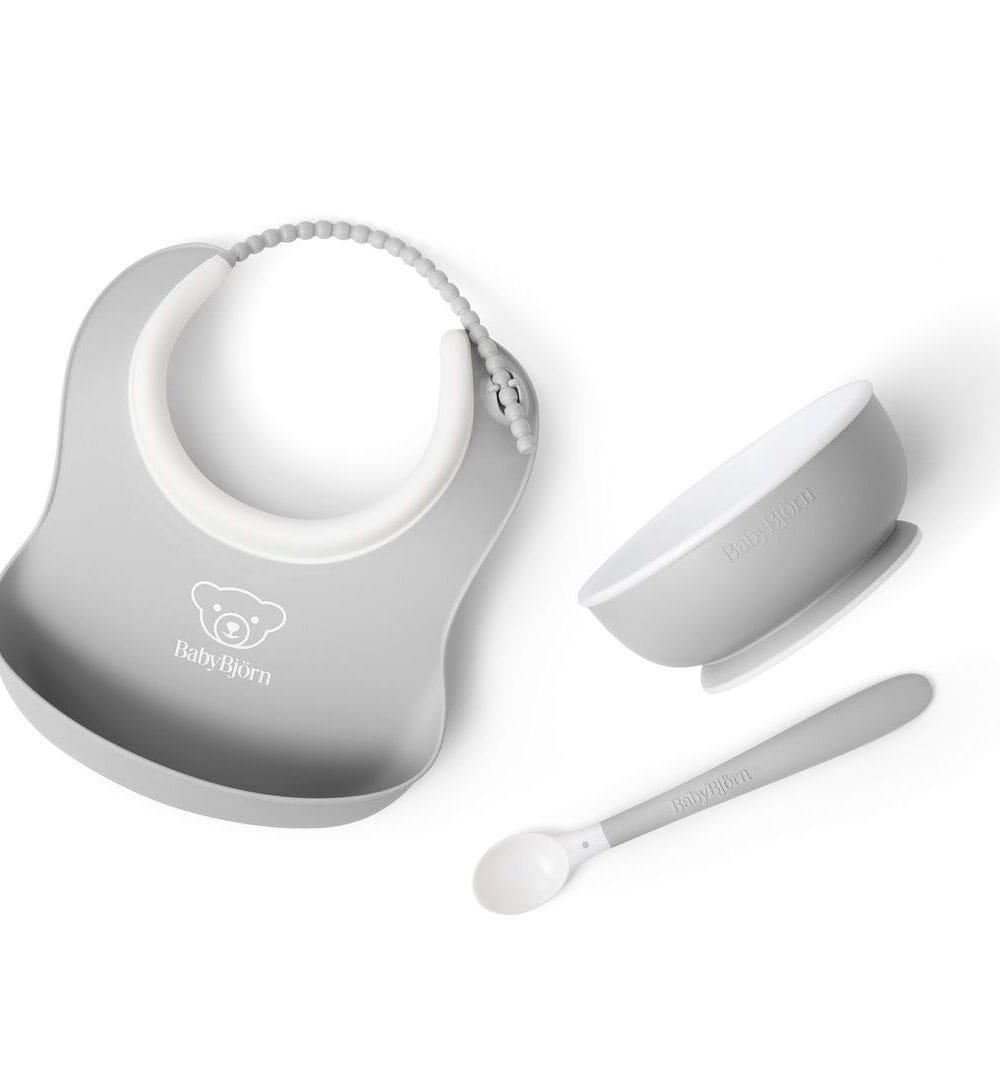 BABYBJORN - Zestaw do karmienia 3 szt. - Light Grey