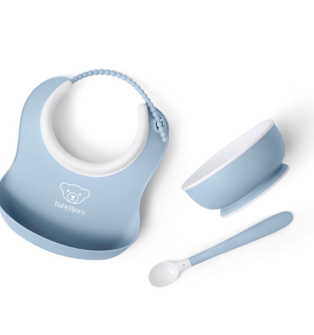 BABYBJORN - Zestaw do karmienia 3 szt. - Powder Blue