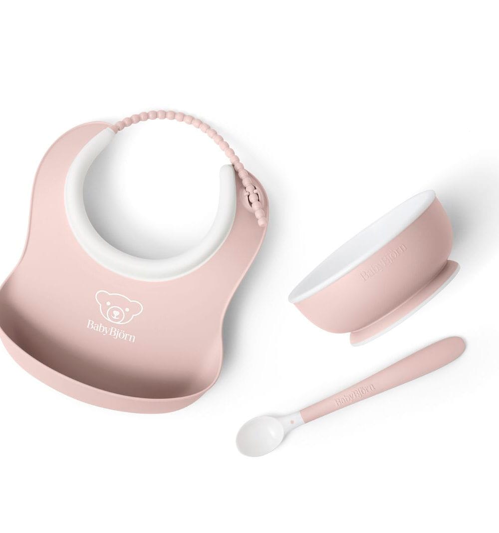 BABYBJORN - Zestaw do karmienia 3 szt. - Powder Pink