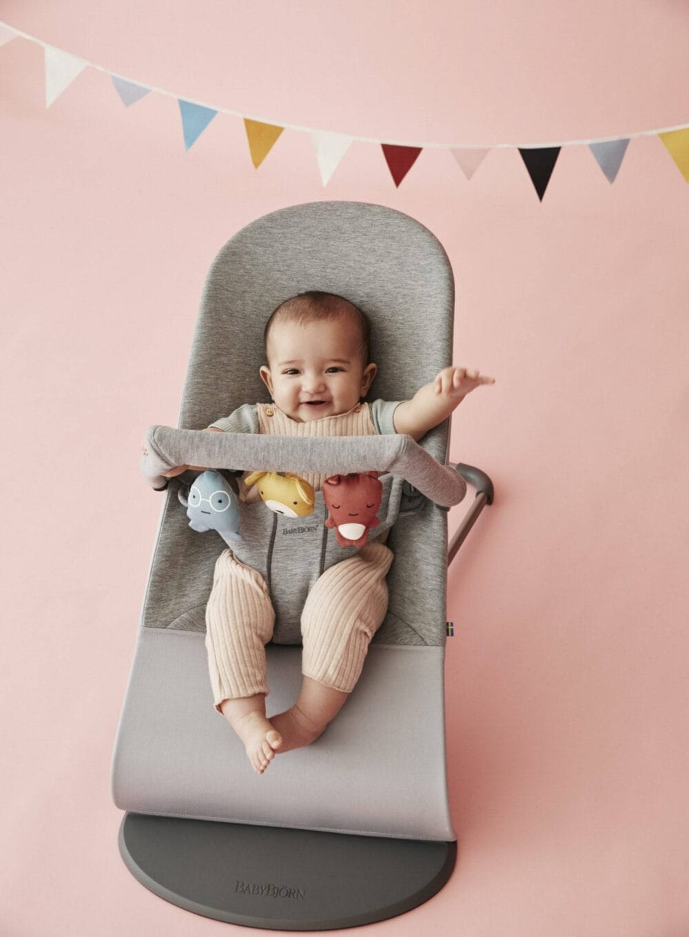 BABYBJORN - zabawka do leżaczka - Soft Friends - jasnoszara