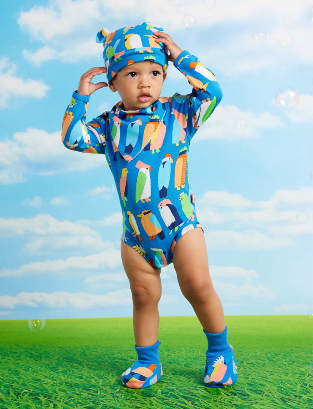 body niemowlęce bawełna organiczna GOTS Halcyon Nights długi rękaw