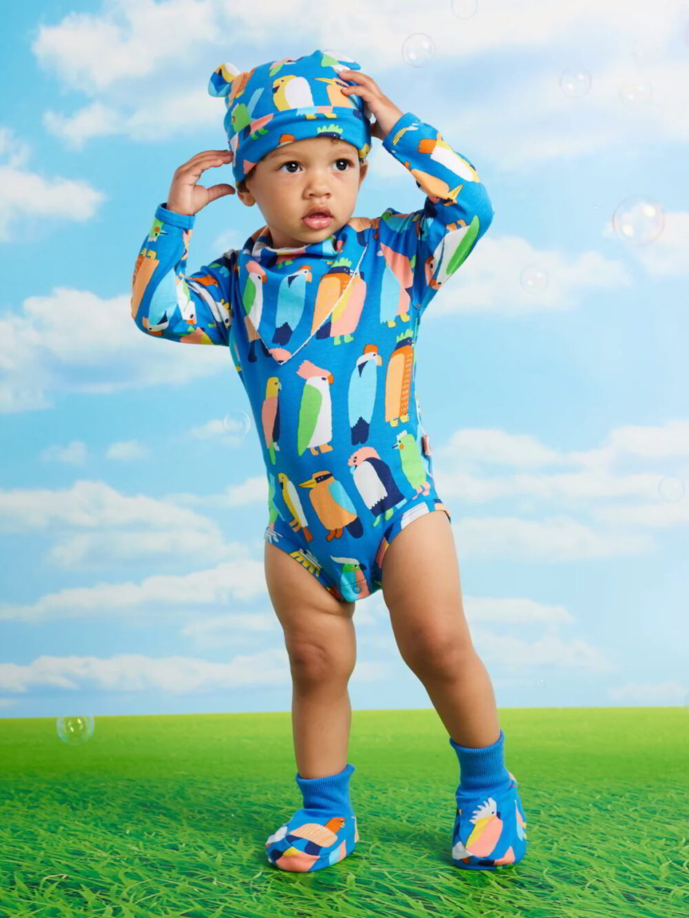 body niemowlęce bawełna organiczna GOTS Halcyon Nights długi rękaw