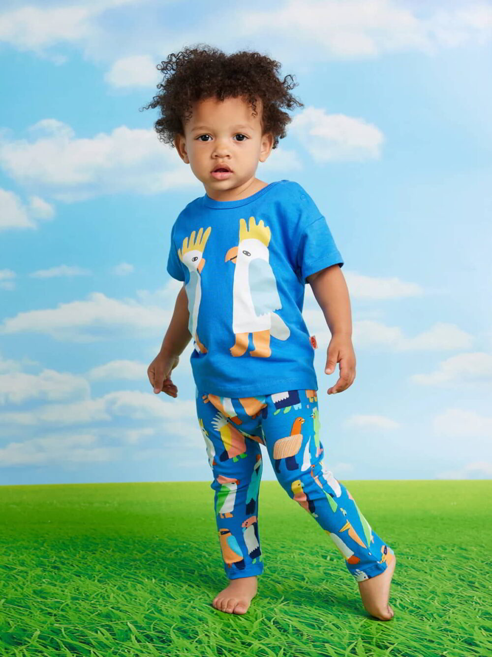 bynela-halcyon-flamin-galahs-baby-leggings-02 bawełniane legginsy niemowlęce Halcyon Nights Flamin Galah Blue