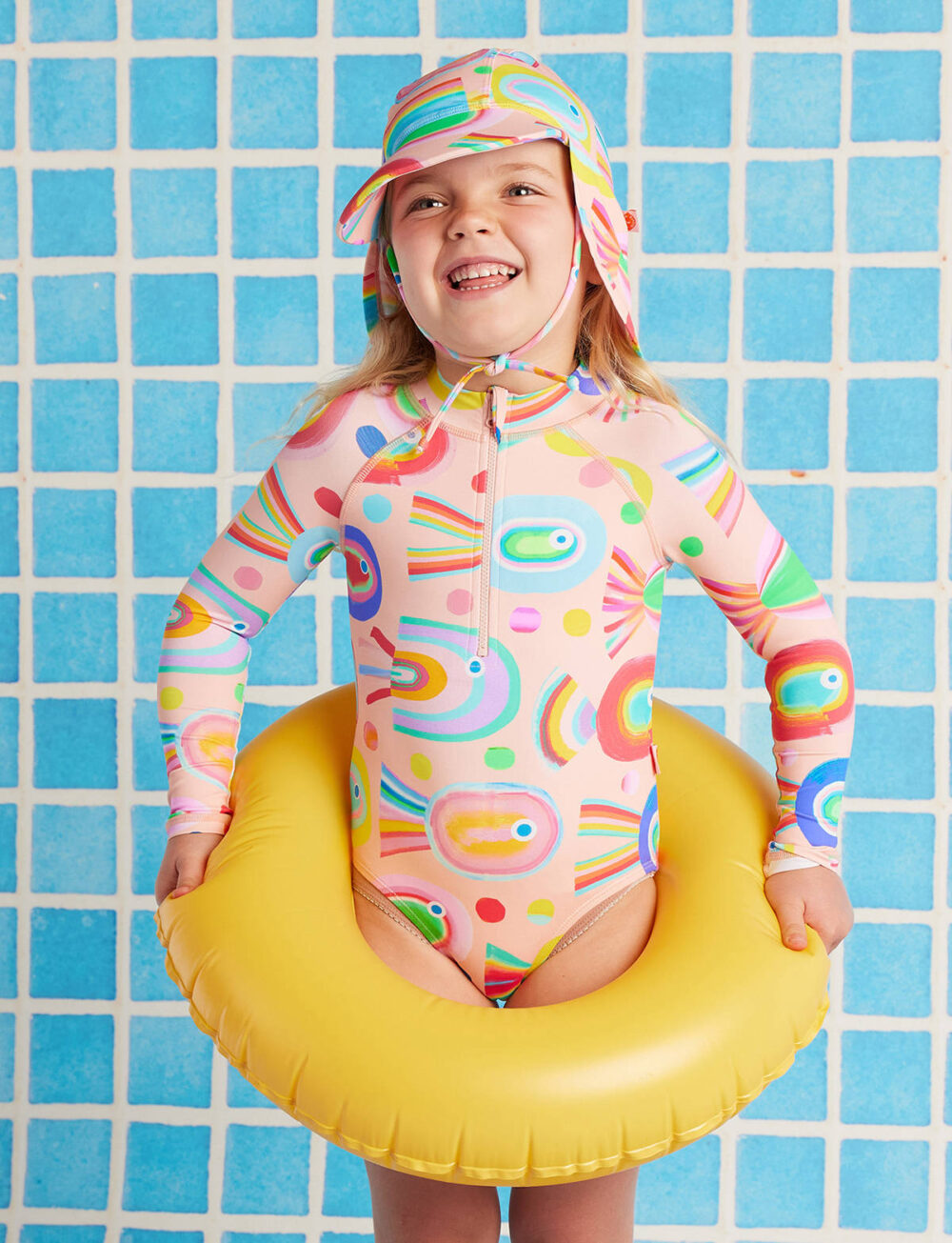 bynela-halcyon-nights-zip-bather-swim-hat-fancy-fins-03 kostium kąpielowy dziecięcy UPF 50+ Halcyon Nights Fancy Fins