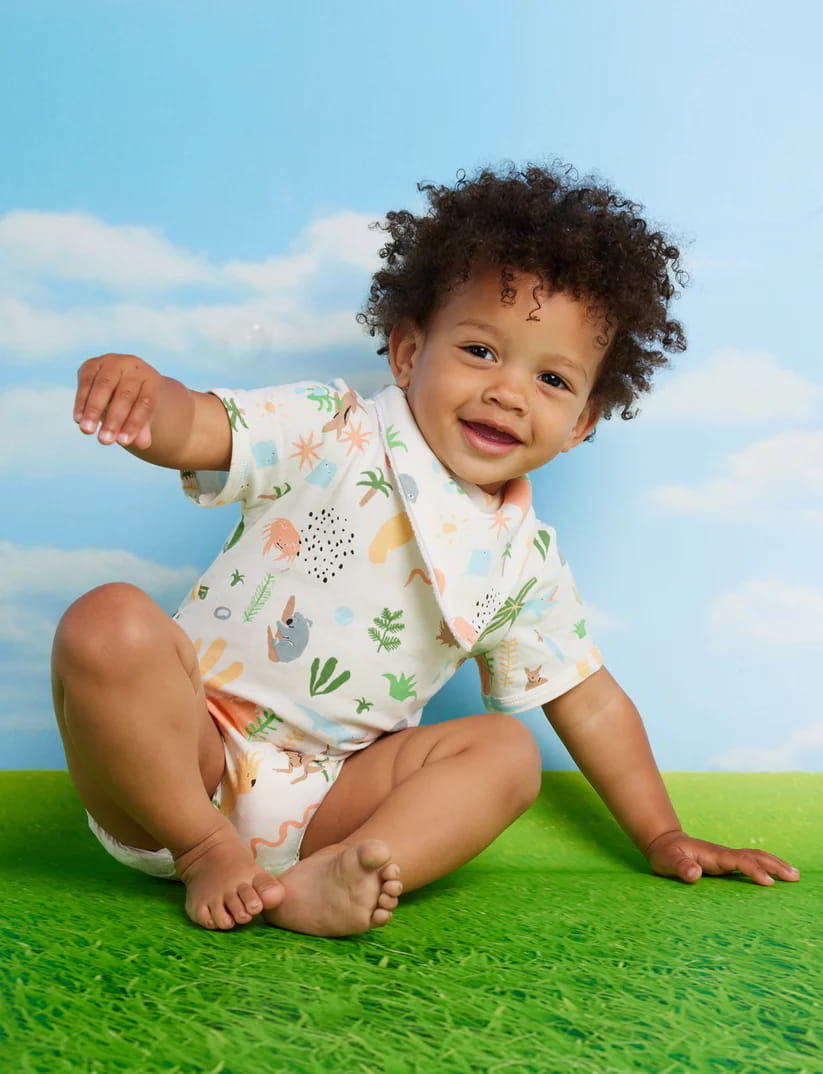 bynela-halcyon-outback-dreamers-short-sleeve-bodysuit-03 Bawełniane body niemowlęce z krótkim rękawem