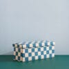 Kid's Concept - Pufa ze schowkiem w szachownicę - 80 cm, check teal