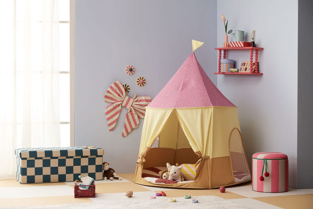 Kid's Concept - Pufa ze schowkiem w szachownicę - 80 cm, check teal