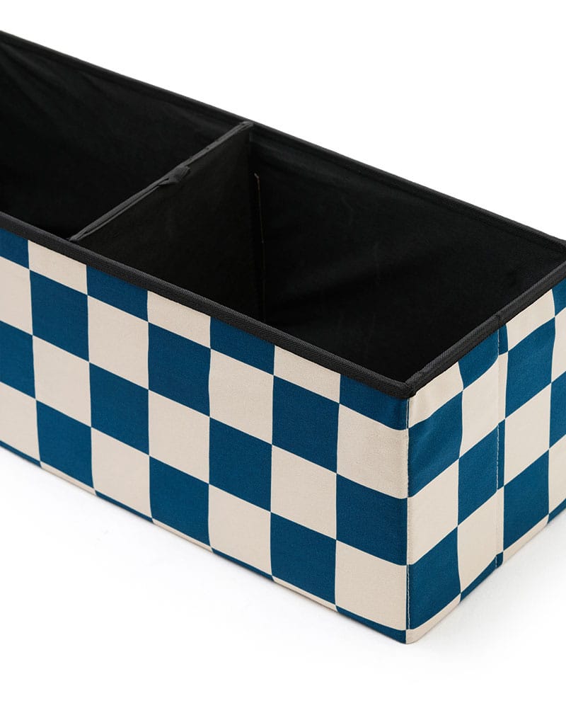 Kid's Concept - Pufa ze schowkiem w szachownicę - 80 cm, check teal