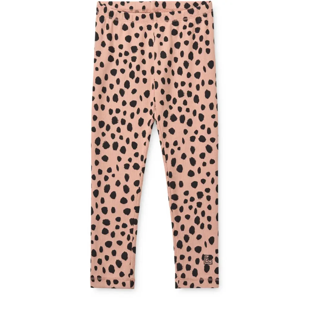 liewood Marien Printed Rib Leggings Leo Spot / Pale tuscany