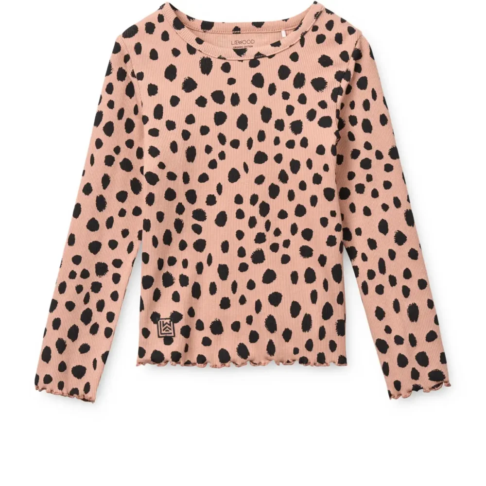 liewood Nieve Printed Longsleeve Rib T-shirt Leo Spot / Pale tuscany