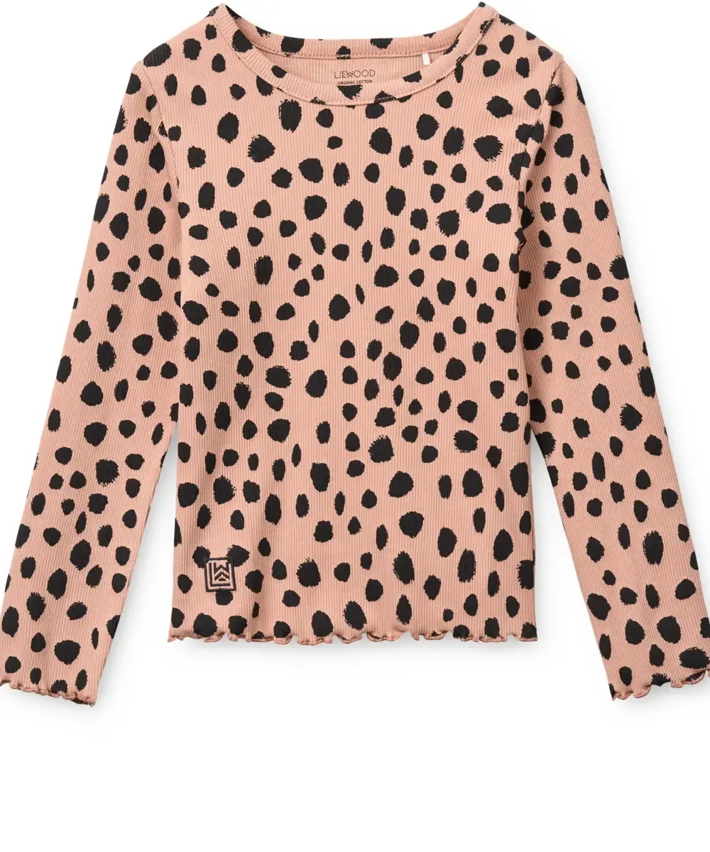 liewood Nieve Printed Longsleeve Rib T-shirt Leo Spot / Pale tuscany