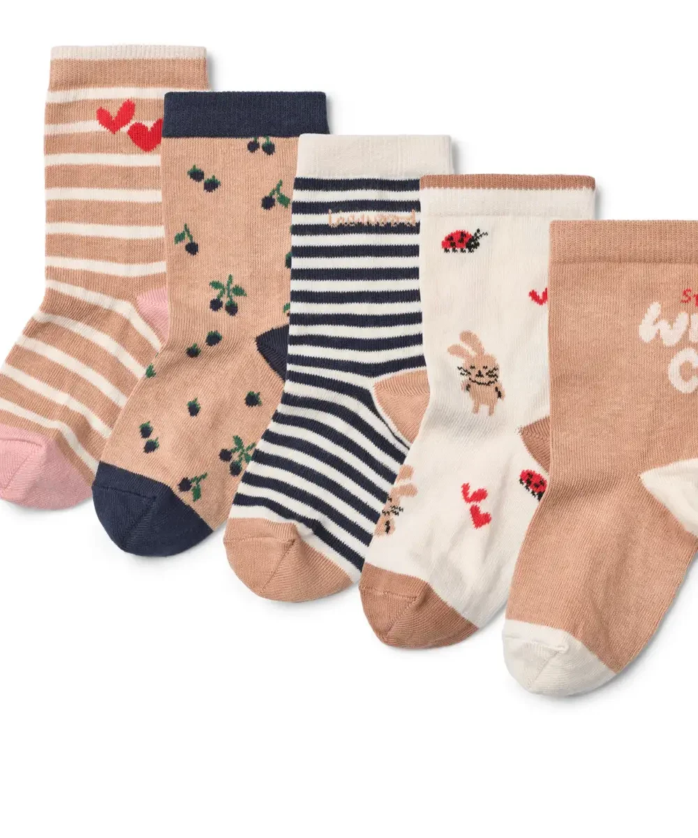 liewood Silas Socks 5-Pack Berry Multi Mix